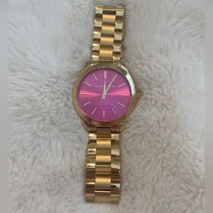 Michael Kors MK3264 Runway Pink Dial Gold Stainless Steel Women's Watch